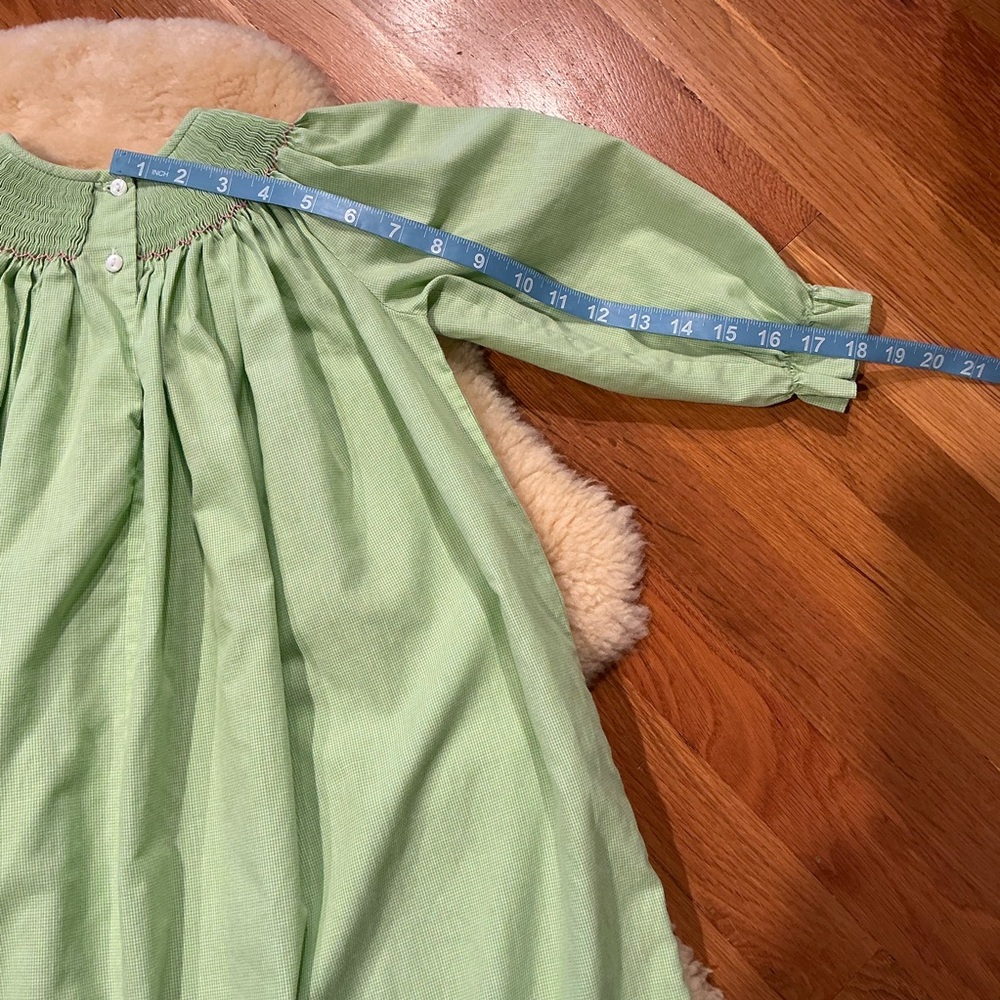 Amanda Remembered green gingham smocked handstand bishop dress - Picture 8 of 10